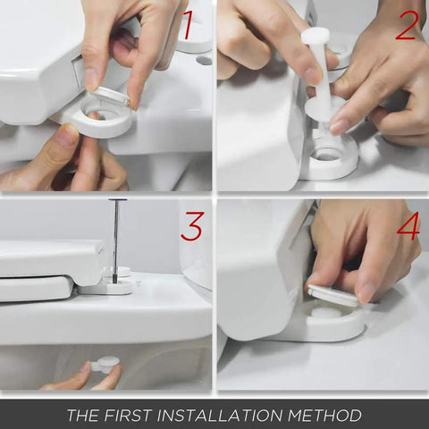 Round Toilet Seat With Non Slip Bumpers Universal Quiet Close Lid Easy To Install Never Loosen Fits Standard Round Toilets Bowl Durable White With Soft Close Hinges System installation steps