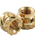 M3 Brass Heat Set Threaded Inserts Pack Of 120 Knurled Nuts For Plastic And Metal Assemblies M3x5x4 Size, close-up view