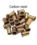 20 Pcs Flat Countersunk Threaded Insert Nuts M3-M12 Stainless Steel Carbon And Aluminum Fasteners in carbon steel finish.