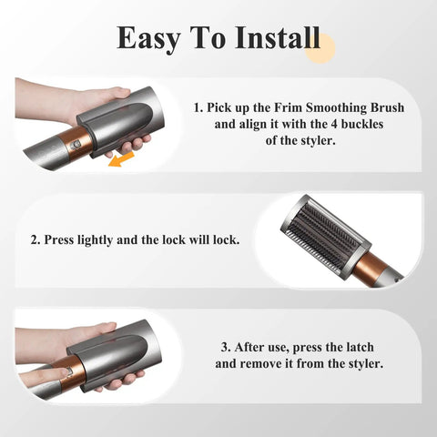 Installation steps for Dope Smoothing Brush Attachment For Dyson Airwrap That Tames Frizz And Creates Silky Smooth Straight Hair.