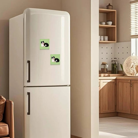 White fridge with cat design magnets using Bulk 100 Sets Square Button Parts For Fridge Magnet Maker Machine Kit