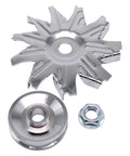 Beefed Up Alternator Fan And Pulley Kit For Chevy Small Block 327 350 383 400 Fits 1957 Through 1985 Chrome Fan And Pulley Set