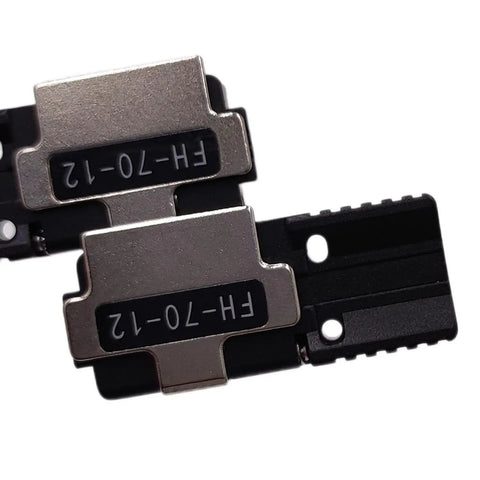 Solid As A Rock One Pair Twelve Core Fiber Holder Clamp Set For Ribbon Fusion Splicing Jobs Tight Grip Chuck Jigs That Hold Firm Compatible With Fujikura Fsm R Series Splicers Fast And Easy Install - close-up view of FH-70-12 clamps