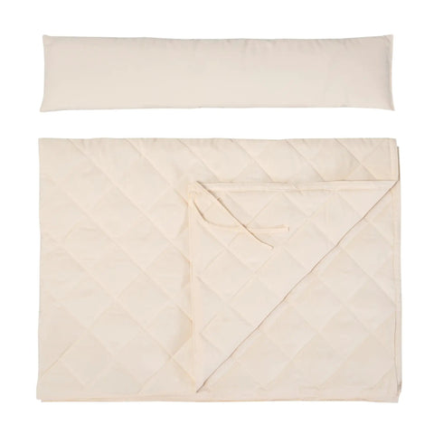 Double Hammock Pad And Pillow Set For Family Chill, Portable Polyester Hammock Cushion in Cream, quilted pad and matching pillow