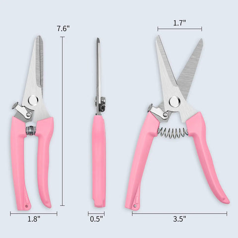 7.6 Inch Pruning Shears For Beginners That Are A Real Workhorse With High Strength Stainless Steel Sharp Rust Resistant Blades And Comfortable Grip Handles Garden Clippers For Roses And Flowering Plants Pink, dimensions shown