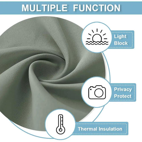 Close-up of fabric texture for Door Window Curtain Panel For French Doors Skylight And Patio, Room Darkening Draft Blocking Thermal Insulated Privacy Shade, Sage Green W26 X L69 Inch, Easy Install With Strong Adhesive Straps, One Panel No Drills.