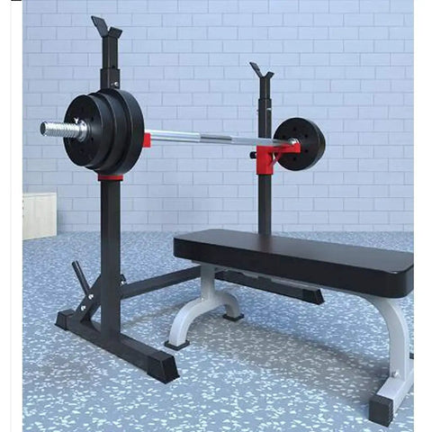 All In One Home Gym Squat Rack And Dip Stand With Barbell And Dumbbell Storage Heavy Duty Weightlifting Rack with bench in home gym