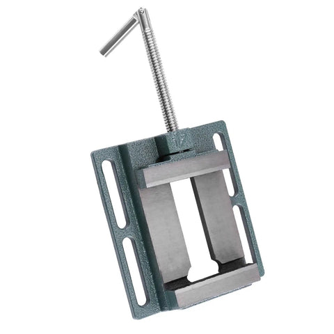 Fabater Heavy Duty 4 Inch Drill Press Vise With Cast Iron Body For Milling Machine Clamp shown from a side angle with guiding rods