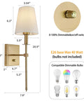 Gold Linen Wall Sconce Dimmable On Off Dimmer Modern Bathroom Vanity Light dimensions and features guide