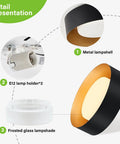 Detail view showing components of Modern Black And Gold Flush Mount Ceiling Light With Glass Drum Shade Close To Ceiling Round Fixture