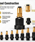 Premium Carbon Steel Rivet Nut Tool Set With Mandrel And M3 Through M12 Nuts For Heavy Duty Industrial DIY Projects Featuring Dual Bearings For Less Friction And Tough Lasting Performance, steel mandrel close-up