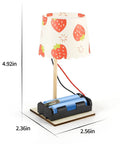 Hands On STEM Lamp Kits For Kids Ages 6 To 12, 6 Pack Bulk Science Craft Projects To Build Wooden Electric Table Lamps, 4.92in lamp with strawberry shade