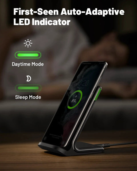 15W Fast Wireless Charger Pad With Sleep Friendly Adaptive Light For Iphone 17 16 15 14 13 12 Pro Max And Samsung Galaxy S25