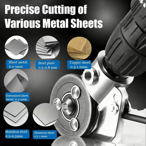 Turns Any Drill Into A Fast Burr Free Cutter With Titanium Coating A Game Changing Sheet Metal Nibbler Attachment close-up