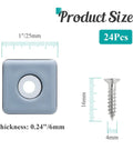 24 Pack Screw On Furniture Sliders For Heavy Gear 1 Inch Square Floor Glides dimensions with screw and glide size details.