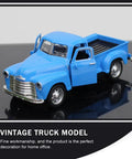 Retro Metal Classic Cars Die Cast Old School Pickup Truck Figurine in Blue Vintage Alloy Mini Car Model for Home Decor Desk and Shelf Display Photo Prop Collectible Office Desk Ornament