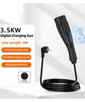 Sleek Portable Ev Charger With Type 2 Connector And EU Plug Brings Smooth Plug And Play 16a 3kilowatt Charging For Electric Vehicles Includes 5 Meter Cable Digital Display And Smart Temp Leakage Protection For No Sweat Drives.