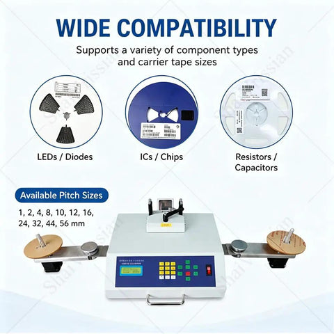 50W Component Counter With Automatic Resistance And Capacitance Counting LCD Display Leak Detection No Fuss Plug And Play Precise Parts Handling For Electronics Assembly And Mechanical Parts Processing Fast Reliable Easy Load, front view