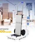 Heavy Duty Electric Stair Climbing Dolly Handles 900 Lbs With 1200W Motor And Three Speed Settings For Easy Moving Of Appliances Furniture Or Commercial Gear Without Breaking A Sweat, shown with dimensions.