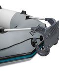 Easy Attach No Fuss Quick Setup Heavy Duty Motor Mount Kit with marine plywood and aluminum arms on inflatable boat