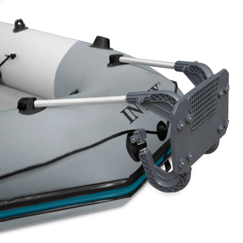 Easy Attach No Fuss Quick Setup Heavy Duty Motor Mount Kit with marine plywood and aluminum arms on inflatable boat