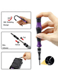 Massive 135 In 1 Screwdriver Set With Precision Torx Bits And Magnetic Insulated Handles For Hacking Into Phones Tablets And PCs Plus Solid Chrome-Vanadium Steel Hands Tools Kit, purple handle