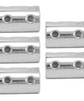 Straight Up Heavy Duty Five Piece Steel Shaft Coupling Set featuring flexible motor couplers, close-up view of five steel couplings.