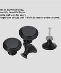 12 Pack Black Aluminum Cabinet Knobs With Screws, Round Drawer Hardware, Sleek Flat Black Finish, Visible Screw and Knob Detail