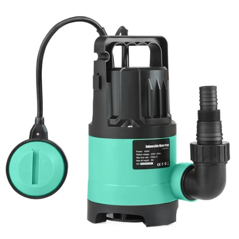 Legit 400W Submersible Water Pump Cranking 7500 Liters Per Hour for drainage and quick water transfer, designed in thermoplastic.