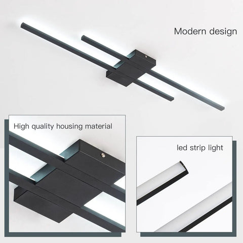 Modern LED Wall Light Two Light Wall Sconce For Bedside Hallway And Stairwell, 35 Inch Rectangular Wall Mount Lamp, 20W 6000K Cool White Glow