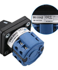 Close-up of 20A 660V Cam Changeover Switch With 5 Position Rotary Selector, 8 Terminals, SZW26-20/0-4.2 for industrial panels.