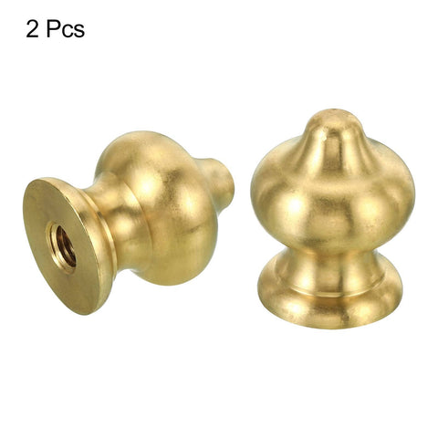 1/4-27 Brass Lamp Finial Ball Cap Knob 2 Pack Harp Top Screw Decor For Table Lamps With Solid Brass Construction, front view