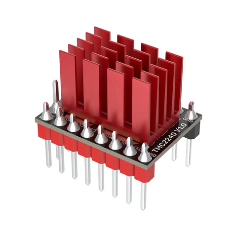 Next Level TMC2240 Stepper Motor Driver With Cooling Heatsink Badass Silent 36V 2.1A Dual Pack showing red heatsink and pins.