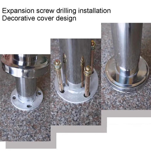 Built Like A Tank Metal Swing Security Gate For Shops And Warehouses Decorative Plate Hides Bolts Super Easy Install Smooth Auto Swinging Silver 70x97cm installation process with decorative cover pieces and expansion screws.