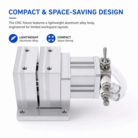 Pneumatic Clamp Workholding Fixture For CNC Machining With Automatic Loadin And Unloadin, 40kg Holding Force At 0.5 MPa, Compact Vise For Fast, Secure Workpiece Clamping In Any Shop, aluminum body