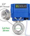 Heavy Duty Built To Last Three Quarter Inch Motorized Ball Valve 304 Stainless Steel NSF Certified Full Port Electrical Nine To Twenty Four Volt AC DC