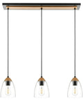 Modern Farmhouse Black Chandelier With Wood Accent Ceiling Light And Pendant For Kitchen Island Dining Room, Stylish Industrial Look