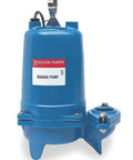 Rock Solid One Half Horsepower Submersible Sewage Pump Featuring Stainless Steel Construction Single Phase 230 Volt Setup for tough outdoor jobs, blue design.