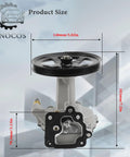 Enocos vacuum pump with pulley, front view; gray metal body for GM SUVs (Escalade/Silverado/Tahoe)