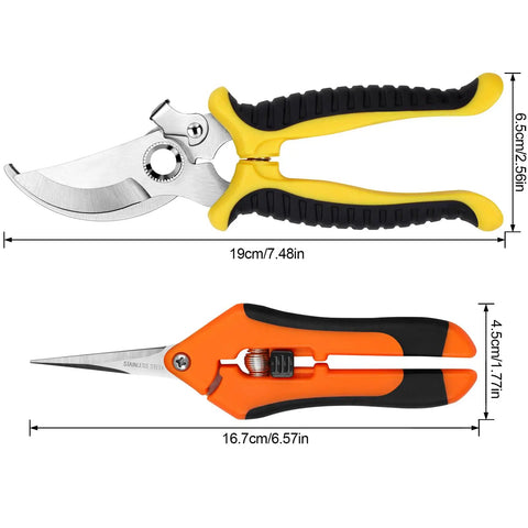2 Pack Stainless Steel Pruning Shears For Sharp And Smooth Cuts Garden Clippers With Soft Grip Handles Pro Grade Rust Resistant Blades