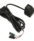 Next Level Game Ready 5.4 Foot Power Extension Cord With Glowing Led Status Light For Desktop Pc And Gaming Setups Badass Flexible Cable Extends Case Start Switch Zero Hassle with black button and cables.