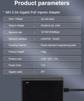 Power Over Ethernet Injector 48V 24W Supply for Cameras, IP Phones, Switches - Gigabit Ethernet, IEEE 802.3at/af, RJ45 Compliant, 10/100/1000 Mbps, Overload Protected, Plug N Play, Includes 3ft Cat6 Cable, black plastic unit