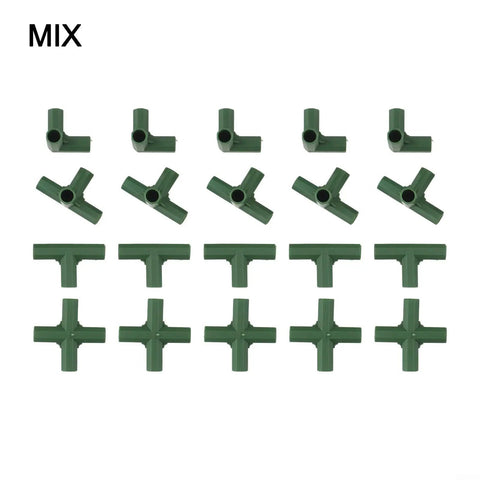 20 Pcs Heavy Duty PP Garden Frame Connectors For 11mm PVC Pipe Structures Outdoor Flower Stand Fittings Greenhouse Bracket Joints DIY Assembly Kit Weatherproof Durable Pro Grade Mixed Pack
