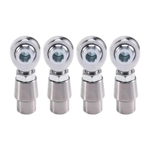 Bulletproof 8 Piece 5/8 Inch 18 Thread Heim Joint Rod End Kit For Slick Linkage Rotation and Tight Misalignment Fixes On Heavy Duty Machines and Custom Mods With Quick Install, showing four zinc steel rod ends.