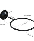 Metal Ball Holder Rack Wall Mounted Two Piece Set Black Heavy Duty Wall Display Storage For Soccer Basketball Volleyball Rugby Football Easy Install With Screws. Dimensions and specifications diagram showing black powder-coated metal construction with wall mount measurements for diameter and length.