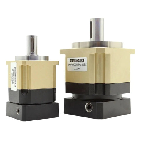 Precision Planetary Helical Gear Reducer Heavy Duty Industrial Speed Reducer Built Like A Tank Smooth As Butter Knockout Torque shown in two frame sizes.