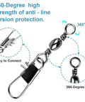 200 Piece Fishing Swivel Set With Coastlock Snap And Ball Bearing, 5 Sizes Included, durable tackle box essential for freshwater and saltwater fishing, 360-degree swivel close-up