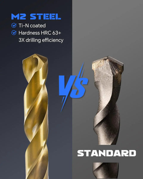 Pro Grade Titanium Coated Drill Bit Set For Wood Metal Plastic Aluminum 230 Piece Kit With Storage Case HSS High Speed Steel For Precise Drilling From Three Sixty Fourth Inch To One Half Inch