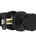 Matte Black Privacy Door Knob With Lock, Built To Last Heavy Duty Round Vintage Interior Door Handle For Bedroom And Bathroom side view