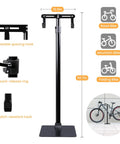Heavy Duty Bike Floor Stand For Indoor Garage Upright Storage Rack With Adjustable Rubber Hooks For Road Mountain And EBikes Sturdy 38mm Steel Pillar And Weighted Base